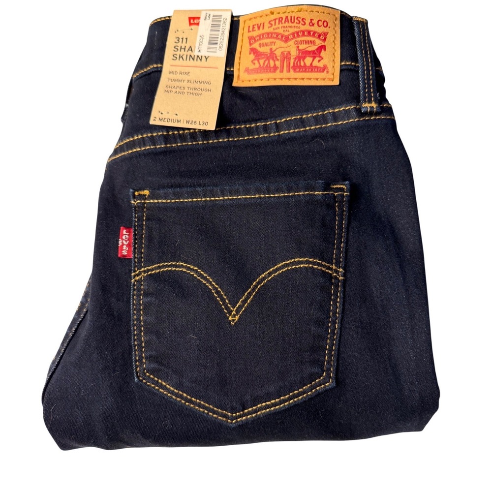 Levis 311 Shaping Skinny Jeans Womens 2 Medium W26 L30 Dark Wash Blue Denim NWT